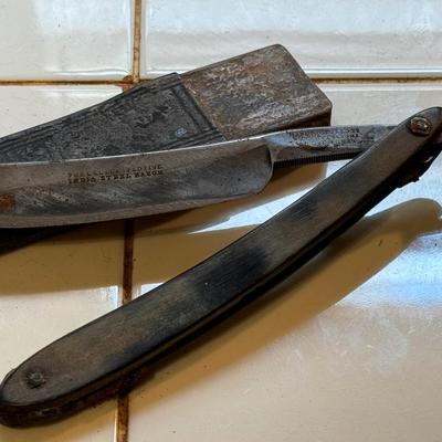 Antique Gold Frame Glasses & Straight Razors