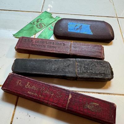 Antique Gold Frame Glasses & Straight Razors