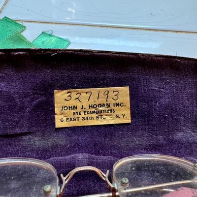Antique Gold Frame Glasses & Straight Razors