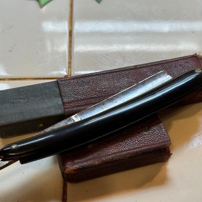 Antique Gold Frame Glasses & Straight Razors