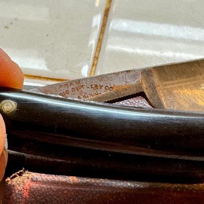 Antique Gold Frame Glasses & Straight Razors