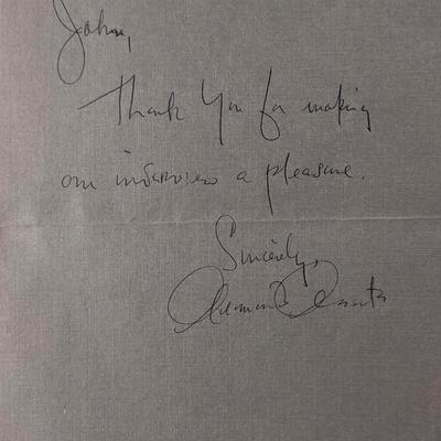 Armond Assante Signed Note