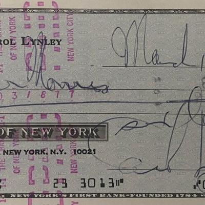 Carol Lynley Signed Check