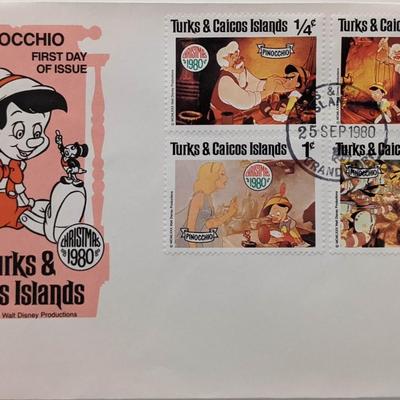 Turks & Caicos 1980 Pinocchio Souvenir First Day Cover