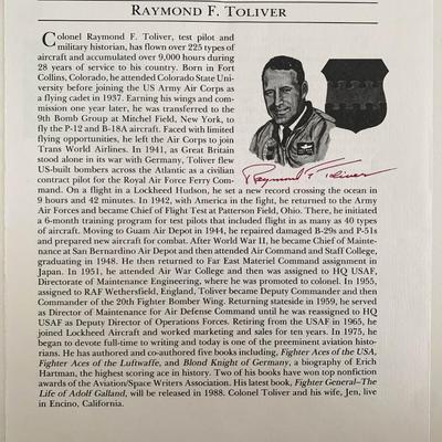 Fighter General Raymond Toliver signed biographical page