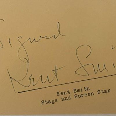 Actor Kent Smith Signature.