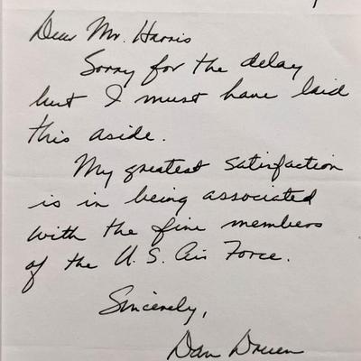 	Lieutenant General Walter D. Druen Jr. handwritten and signed letter