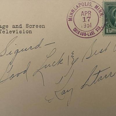 Singer Kay Starr Signed Envelope