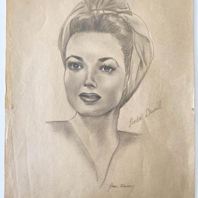 Linda Darnell Original Art by Grace Almoney