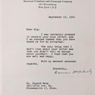 ATT President Gene McNeely Signed Letter