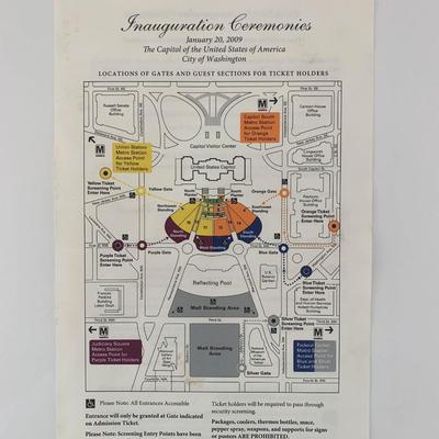 Barack Obama 2009 Presidential Inauguration Ceremony ticket holder map