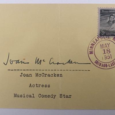 Good News Actress Joan McCracken signed note