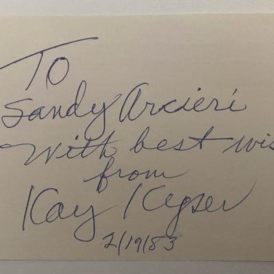 Bandleader Kay Kyser signed note