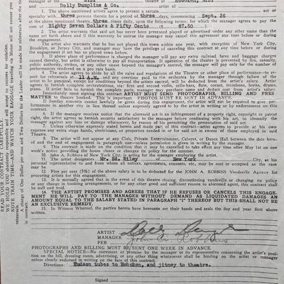 Dolly Dumplin Signed Artists Contract