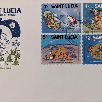 St. Lucia 1980  Disney Space Scenes First Day Cover