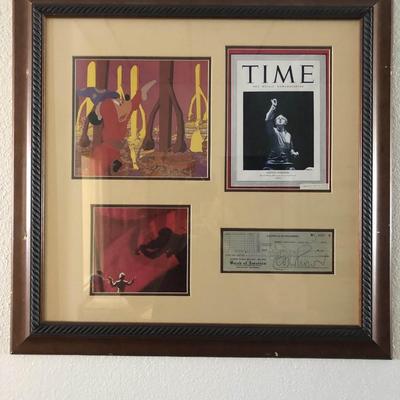 Disney Fantasia Conductor Leopold Stokowski signed check collage