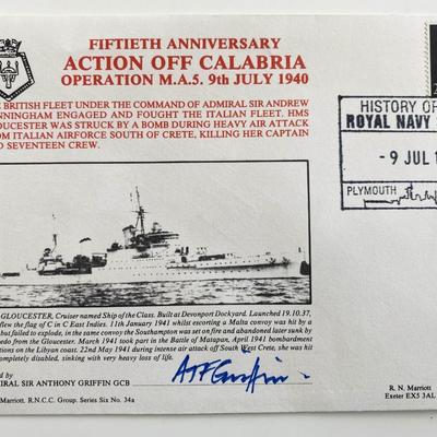 WWII 50th Anniversary Action Off Calabria Operation M.A.5 9th July 1940 Signed Commemorative Cover 