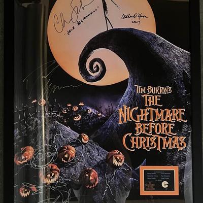 Nightmare Before Christmas cast signed movie poster