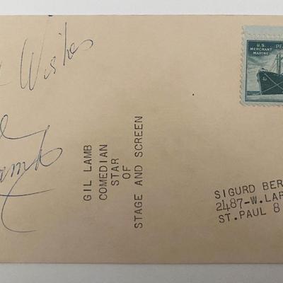Comedian Gil Lamb signed note