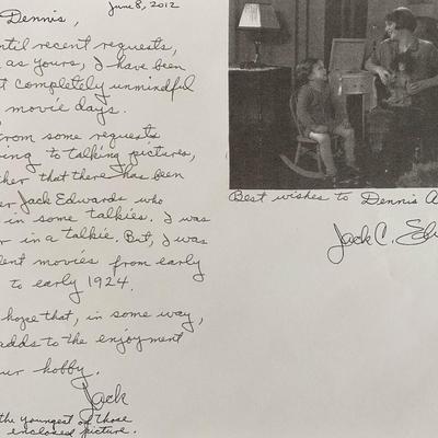Jack C Edwards signed photocopied letter