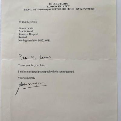 House of Lords Baron Dholakia Signed Letter
