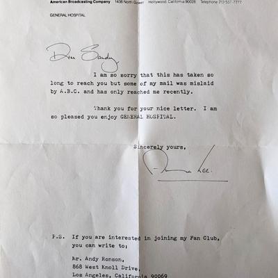 Anna Lee Signed Letter