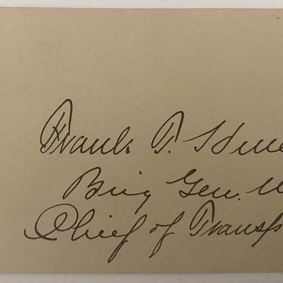 US Military Frank T. Hines signed note