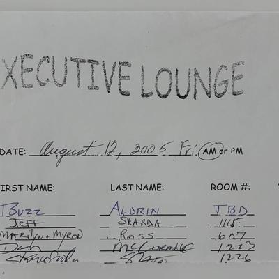 Buzz Aldrin signed registration form