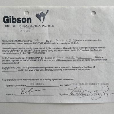 Fred Astaire and Ginger Rogers signed 1958 Gibson photography contract