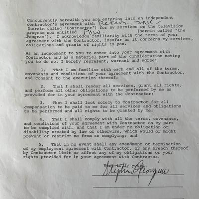 Cat Stevens signed contract