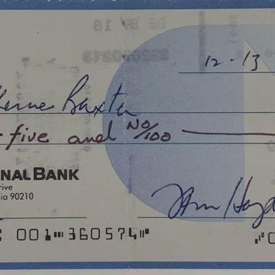Tom Hayden signed check