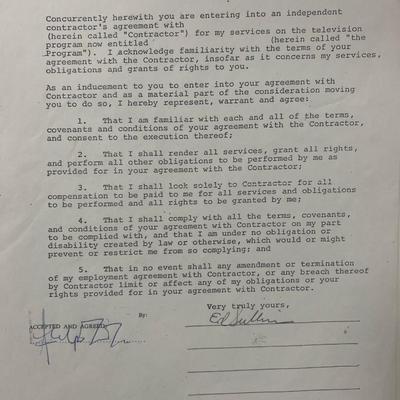 Ed Sullivan signed contract