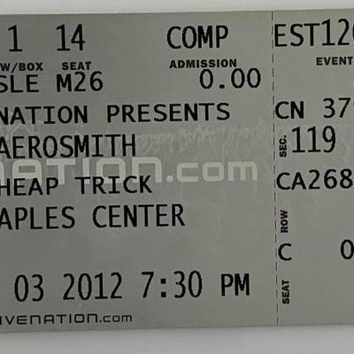Aerosmith concert ticket Staples Center Dec. 12, 2012