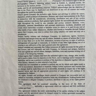 Nelson Eddy and Jeanette McDonald signed 1960 Broadway Trip photography contract