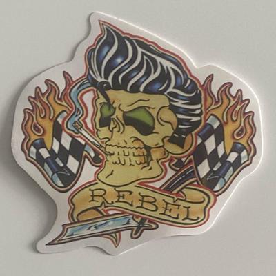 Rockabilly Rebel racing skull sticker