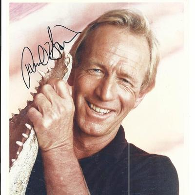 Paul Hogan signed Crocodile Dundee photo