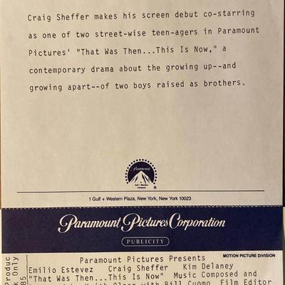 That Was Then... This Is Now Craig Sheffer signed movie photo