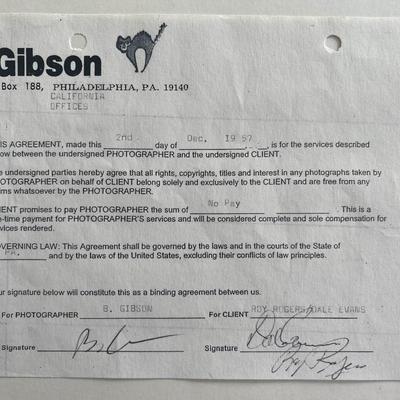Roy Rogers and Dale Evans signed 1957 Gibson photography contract