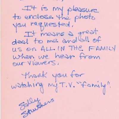 All in the Family Sally Struthers signed letter