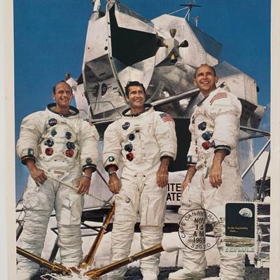 Apollo 12 official NASA photo with Apollo 8 stamp