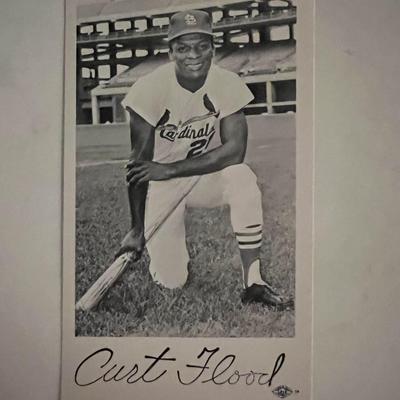 Curt Flood facsimile signed photo.3x5 inches
