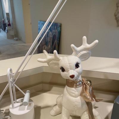 Large ceramic deer with desk lamp