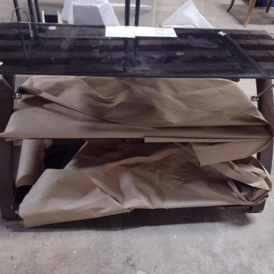 Triple Shelf Media Table Designed for Large Flat Screen TV's Glass Shelves
