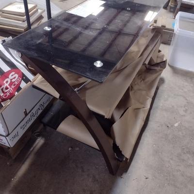 Triple Shelf Media Table Designed for Large Flat Screen TV's Glass Shelves
