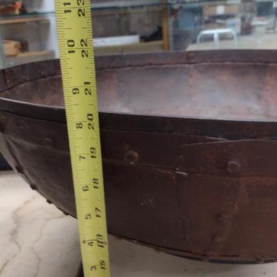 Contemporary Large Metal Garden Kadai Bowl with Stand