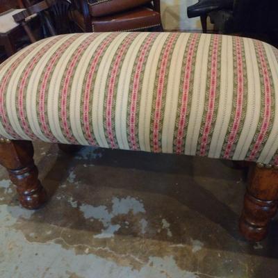 Large Wood Framed Upholstered Stool