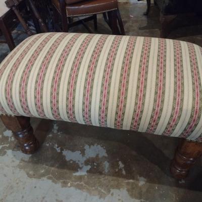 Large Wood Framed Upholstered Stool