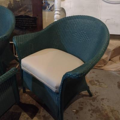 Three Piece Vintage Wicker Patio Chair Set