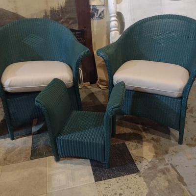 Three Piece Vintage Wicker Patio Chair Set