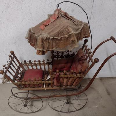 Antique Stick and Ball Design Doll or Baby Buggy